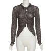 Cross-border European and American style 2021 Autumn and winter women's new fashionable and sexy see-through cardigan solid color long-sleeved top for women Item Picture